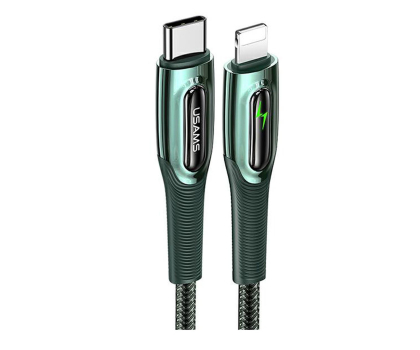 Kabel USAMS Kabel pleciony C/Lightning Smart Power-off 20W 1,2m zielony